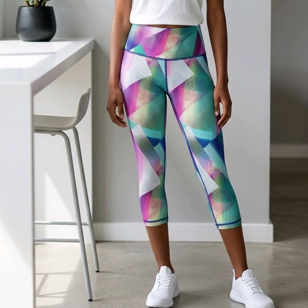 Victoria's Secret VSX Knockout Crop Leggings XS Digi Cube Rainbow Yoga Pilates
